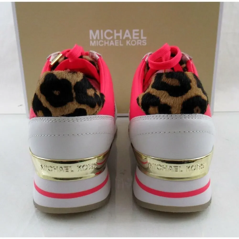 Michael Kors Billie Trainer Lace Up Fashion Sneakers Optic White Multi Size 7.5